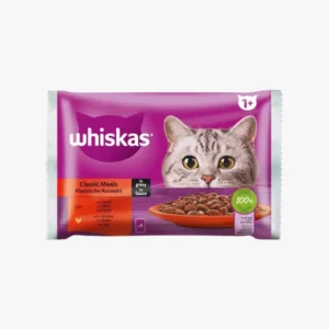 Whiskas Repas Classiques en Sauce pour Chats Adultes – Saveurs Poulet & Bœuf – 4 Sachets de 85 g